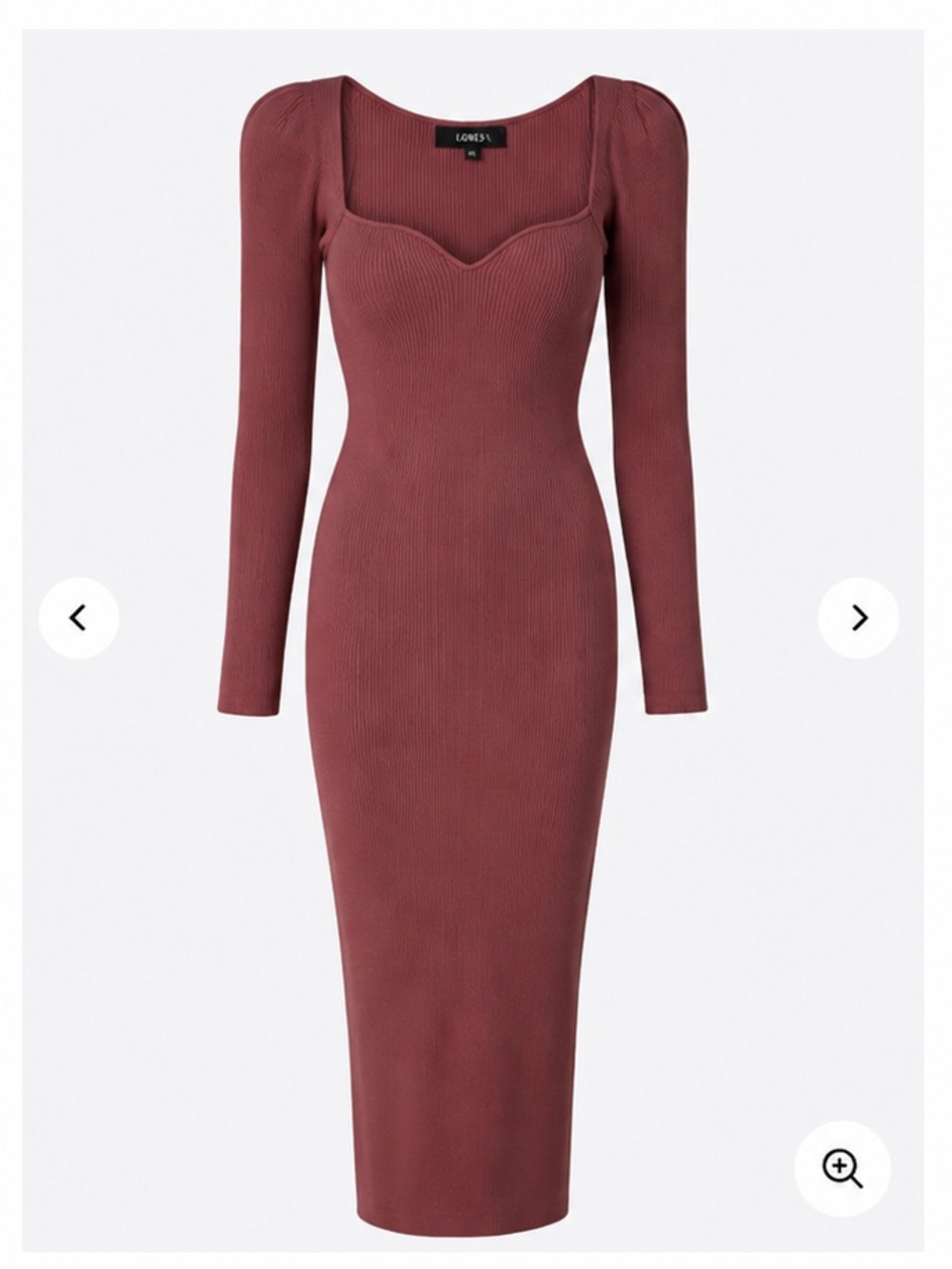 Lulu's Rosewood Ribbed Sweetheart Midi Dress